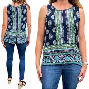 Cynthia Rowley S Navy Print Sleeveless Blouse! VGUC!